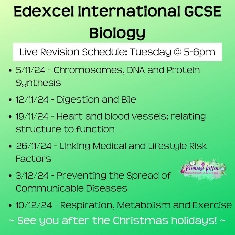 Edexcel International GCSE Biology Exam Masterclass - Primrose Kitten