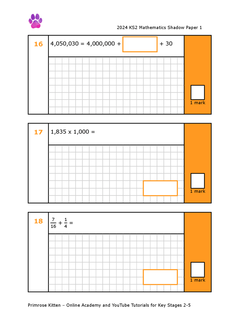 KS2 Maths: SATs Shadow Papers - Primrose Kitten